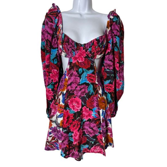 For Love & Lemons scarlet mini dress floral cut out print NWT size Small - Picture 6 of 13